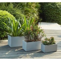 Bac A Fleurs En Fibre De Verre Style Ciment - 76 X 34 X 32 Cm - 80 L - Gris Clair -AMSCAN Soldes Magasin bac a fleurs en fibre de verre style ciment 76 x 34 x 32 cm 80 l gris clair 3584179045927 697656