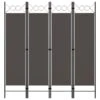 Cloison De Séparation 4 Panneaux Anthracite 160 X 180 Cm