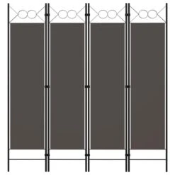 Cloison De Séparation 4 Panneaux Anthracite 160 X 180 Cm