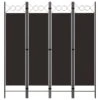 Cloison De Séparation 4 Panneaux Marron 160 X 180 Cm