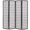 Cloison De Séparation 4 Panneaux Style Japonais 160x170 Cm Noir