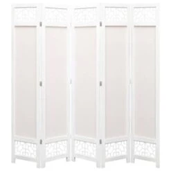 Cloison De Séparation 5 Panneaux Crème 175x165 Cm Tissu