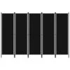 Cloison De Séparation 5 Panneaux Noir 250x180 Cm