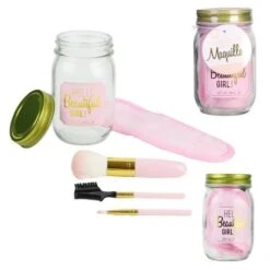 COSMETIC CLUB Coffret Maquillage En Bocal Mason Jar Beauté - 4 Pieces - Rose -AMSCAN Soldes Magasin cosmetic club coffret maquillage en bocal mason jar beaute 4 pieces rose 3664944068211 456441