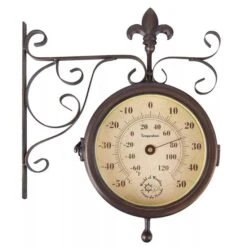 Esschert Design Horloge De Station Avec Thermomètre TF005 -AMSCAN Soldes Magasin esschert design horloge de station avec thermometre tf005 3666722331920 973288