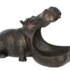 Figurine Hippopotame Bronze Jango L 26.5 Cm