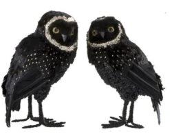 Hibou Plumes Noire Et Dorée Ysarg - Lot De 2