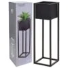 Home&Styling Pot De Fleurs Sur Pied Métal Noir 70 Cm