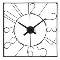 Horloge Carré - Métal - 60 X 60 X épaisseur 4,5 Cm - Noir