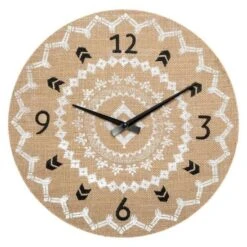 Horloge En Lin - Ø38 Cm - Beige