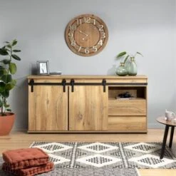 Horloge MDF Et Métal Hailey - Ø68 Cm - Marron -AMSCAN Soldes Magasin horloge mdf et metal hailey 68 cm marron 3560237553337 752641