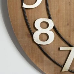 Horloge MDF Et Métal Hailey - Ø68 Cm - Marron -AMSCAN Soldes Magasin horloge mdf et metal hailey 68 cm marron 3560237553337 752642