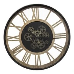 Horloge Mécanique En Métal Et MDF - Ø57 Cm - Noir