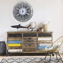 Horloge Murale Argenté 79 Cm MDF Et Métal