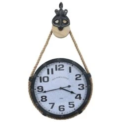Horloge Murale Avec Corde Noir Et Marron 40x8x82 Cm Fer Et MDF -AMSCAN Soldes Magasin horloge murale avec corde noir et marron 40x8x82 cm fer et mdf 8720286062098 954297