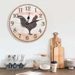 Horloge Murale Avec Motif De Coq Multicolore 30 Cm MDF