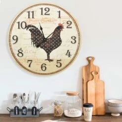 Horloge Murale Avec Motif De Coq Multicolore 60 Cm MDF