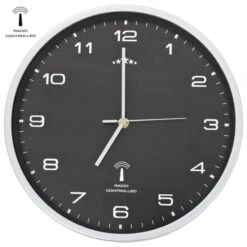 Horloge Murale Radioguidée Avec Mouvement à Quartz 31 Cm Noir