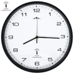 Horloge Murale Radioguidée Mouvement à Quartz 31 Cm Blanc/noir