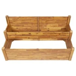 Jardinière à 2 Niveaux 160x75x84 Cm Bois Massif D'acacia -AMSCAN Soldes Magasin jardiniere a 2 niveaux 160x75x84 cm bois massif d acacia 8719883744070 982210