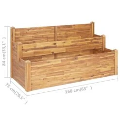 Jardinière à 2 Niveaux 160x75x84 Cm Bois Massif D'acacia -AMSCAN Soldes Magasin jardiniere a 2 niveaux 160x75x84 cm bois massif d acacia 8719883744070 982213