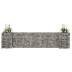 Jardinière à Gabion En H Fil D'acier 260x40x60 Cm