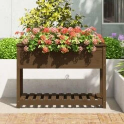 Jardinière Avec étagère Marron Miel 111,5x54x81 Cm Bois De Pin -AMSCAN Soldes Magasin jardiniere avec etagere marron miel 111 5x54x81 cm bois de pin 3666722898607 1487420