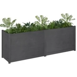 Jardinière D'extérieur Gris 200x50x70 Cm Bois De Pin Massif -AMSCAN Soldes Magasin jardiniere d exterieur gris 200x50x70 cm bois de pin massif 3666722748223 1421724