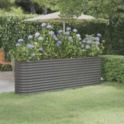 Jardinière De Jardin Acier Enduit De Poudre 224x40x68 Cm Gris
