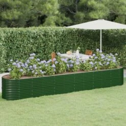 Jardinière De Jardin Acier Enduit De Poudre 440x80x68 Cm Vert