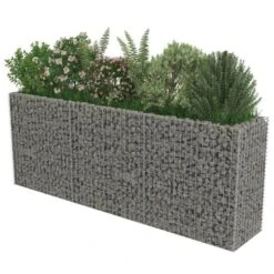 Lit Surélevé à Gabion Acier Galvanisé 270x50x100 Cm -AMSCAN Soldes Magasin lit sureleve a gabion acier galvanise 270x50x100 cm 3666722506076 615941