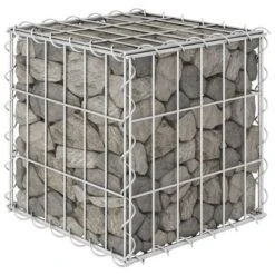 Lit Surélevé Cube à Gabion Fil D'acier 30x30x30 Cm