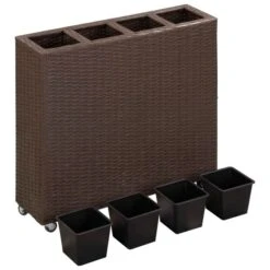 Lit Surélevé De Jardin 4 Pots 80x22x79 Cm Résine Tressée Marron -AMSCAN Soldes Magasin lit sureleve de jardin 4 pots 80x22x79 cm resine tressee marron 3666722323321 982434