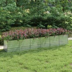 Lit Surélevé De Jardin 480x80x77 Cm Acier Galvanisé Argenté