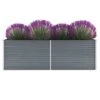 Lit Surélevé De Jardin Acier Galvanisé 240x80x77 Cm Gris