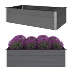 Lit Surélevé De Jardin WPC 195x100x54 Cm Gris