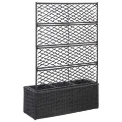 Lit Surélevé En Treillis 3 Pots 83x30x130cm Résine Tressée Noir -AMSCAN Soldes Magasin lit sureleve en treillis 3 pots 83x30x130cm resine tressee noir 3666722458078 768537