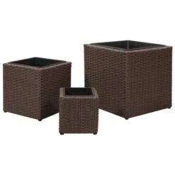 Lits Surélevés De Jardin 3 Pcs Résine Tressée Marron 2 -AMSCAN Soldes Magasin lits sureleves de jardin 3 pcs resine tressee marron 3666722331722 973493