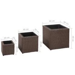 Lits Surélevés De Jardin 3 Pcs Résine Tressée Marron 2 -AMSCAN Soldes Magasin lits sureleves de jardin 3 pcs resine tressee marron 3666722331722 973498