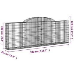 Panier De Gabions Arqué 300x30x100/120 Cm Fer Galvanisé -AMSCAN Soldes Magasin panier de gabions arque 300x30x100 120 cm fer galvanise 3666722937368 1504830