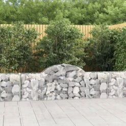 Paniers à Gabions Arqués 9 Pcs 200x30x60/80 Cm Fer Galvanisé