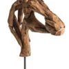 Petite Sculpture Cheval Bois Naturel Antique Chaher