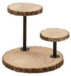 Plateau 2 Niveaux Rond Bois Massif Patty L 45 Cm