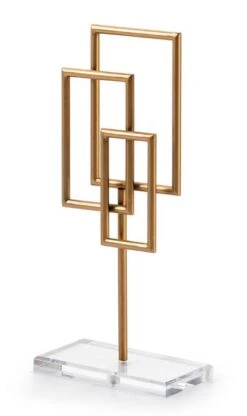 Sculpture Acrylique Rectangulaire Et Métal Doré Vare