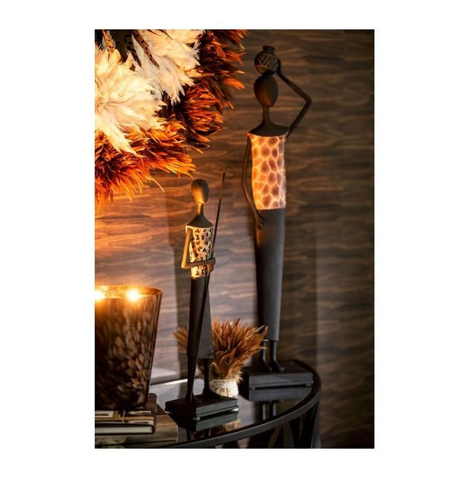 Sculpture Africaine Résine Noire Imprimée Diere - Lot De 3 3 Sculpture Africaine Résine Noire Imprimée Diere - Lot De 3 – Image 3