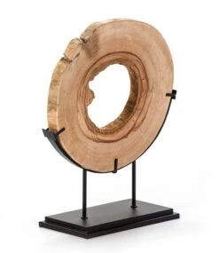 Sculpture Bois Clair Et Métal Noir Maby