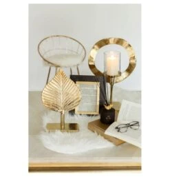 AMSCAN Soldes Magasin -AMSCAN Soldes Magasin sculpture feuille sur pied metal dore narsh 21 cm 5415203967114 357104