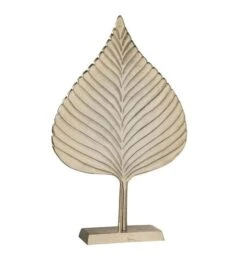 Sculpture Feuille Sur Pied Métal Doré Narsh