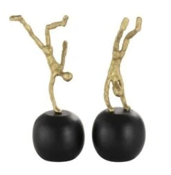 Sculpture Métal Doré Et Boule Manguier Noir Narsh - Lot De 2