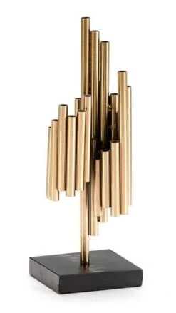 Sculpture Métal Doré Et Marron Art H 48